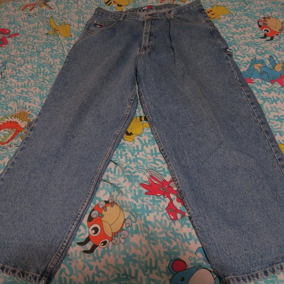 Vintage Tommy Hilfiger Carpenter Jeans Cargo Original 90s Freedom Flag 36x29